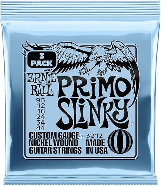 Ernie Ball Primo Slinky Nickel Wound Electric Guitar Strings, 3-Pack - 9.5-44 Gauge