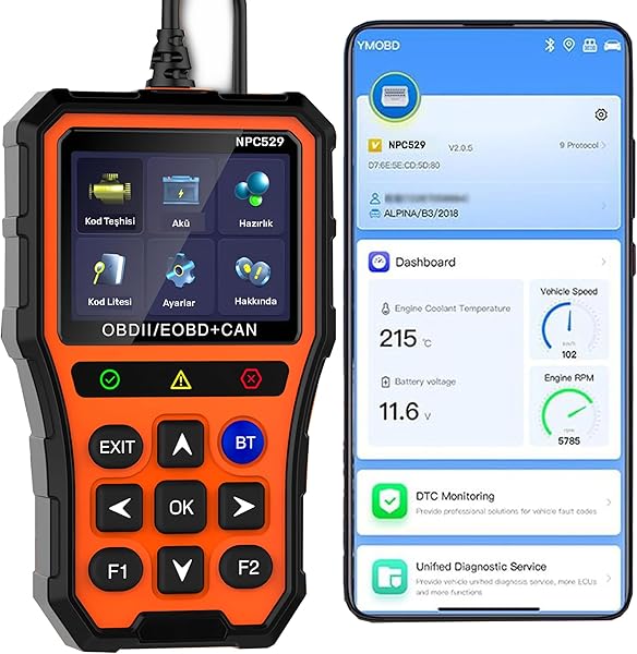 NPO NPC Türkçe OBDII/EOBD+CAN Modlu Hata Hafızalı Araç Arıza Tespit/Silme Cihazı (NPC529)