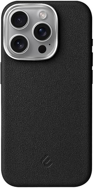 Minesk iPhone 15 Pro Max için MagSafe ile Uyumlu Çizilmeyen ve Parmak İzi Tutmayan Deri Görünümlü Metal Tuşlu ve Metal Lens Ç