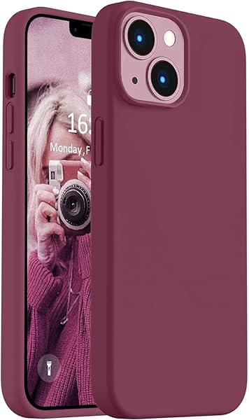 Lavderuar iPhone 15 ile Uyumlu İçi Kadife Lansman Silikon Kılıf – Kamera Korumalı, Darbe Emici, Premium Yumuşak Kapak Bordo