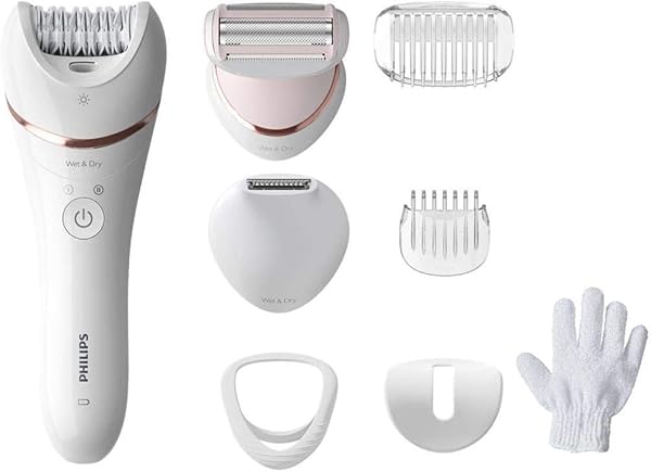Philips Epilasyon Cihazı, Islak ve Kuru Kablosuz Kullanım, LED Işık, Ekstra Geniş Başlık, Hassas Bölge ve Düzeltme Başlığı, B