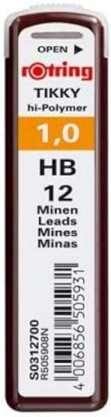 rOtring Tikky Hi-Polymer Mekanik Kurşun Kalem Ucu, 1,0 mm, HB