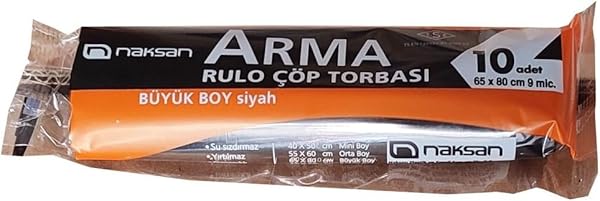 Naksan Çöp Torbası Büyük Siyah 10'lu