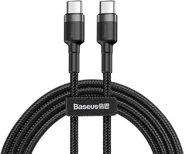 Baseus Cafule, Şarj & Data Aktarımı Kablosu, Gri - Siyah, 2 m, 3 A, 60 W, USB Type C & USB Type C, PD2.0, Flash/Hızlı Şarj