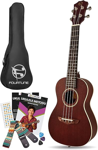 Fourtune Sydra UKC-23MN Concert Ukulele Maun Hakiki Ağaç (Koyu Maun, 23")