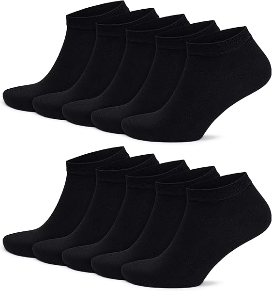 GoWith 10'lu Bambu Premium Dikişsiz Kutulu Nefes Alabilir Erkek Kadın Sneaker Çorap, Likralı 200 İğne Esnek Sıkmayan Siyah Be