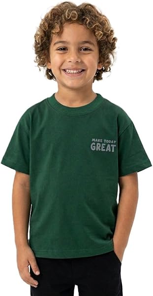 Çocuk Tişört, Make Today Great Baskılı, Kısa Kollu, Bisiklet Yaka