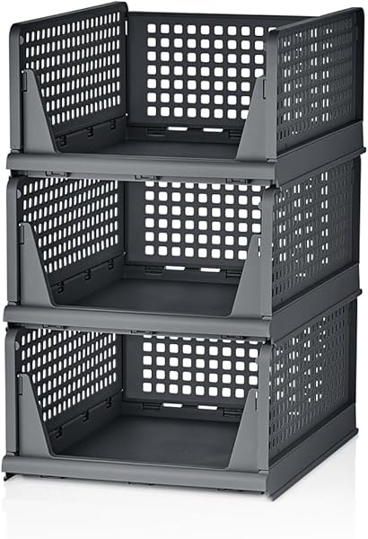 Deconox 3 Adet Kayar Raf Elbise Dolap İçi Organizeri, Mutfak, Banyo, Çocuk Odası, Garaj ve Ardiye için Üst Üste Dizilebilir Ü