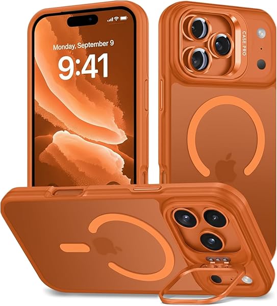 MADNOVA iPhone 17 Pro Max için Kılıf Kamera Korumalı Magsafe Wireless Şarj Özellikli Lens Hediyeli Mat Şeffaf Renkli Standlı 