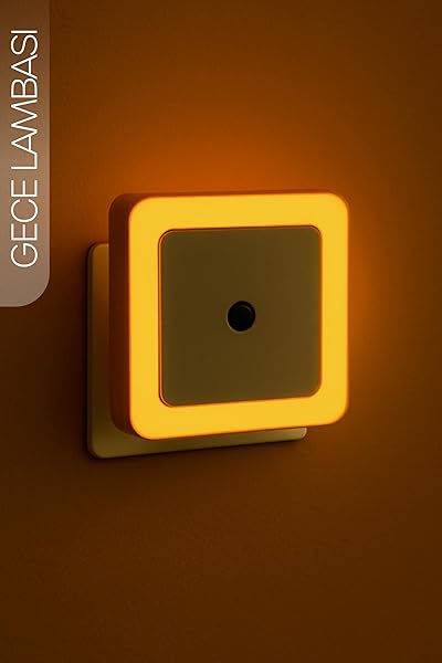 Otomatik Gece Lambası Işığa Duyarlı LDR Sensörlü Fotoselli Karanlık Sensörlü Işık (Kare Turuncu)