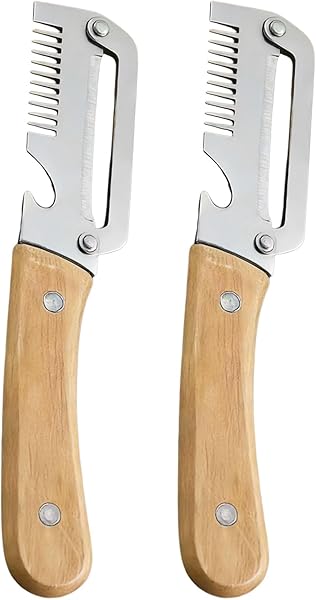 LABRIMP Ahşap Saplı, Şişe Açacağı ve Yeşil Soğan Dilimleyici Özellikli 2 Parça Çok Fonksiyonlu Sebze Soyacağı - Mutfakta Kaba