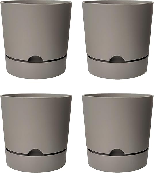 ToXA Begonya Saksı Tabaklı Drenajlı Mat Plastik Çiçek Saksısı (4 Adet, 5 Litre, 21cm, Bej)