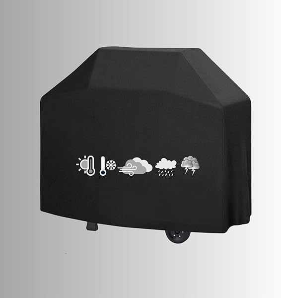 Barbekü Koruma Örtüsü, Mangal Koruma Kılıfı, Su Geçirmez, Toz Geçirmez, Rüzgar Geçirmez(Siyah, Gazlı)