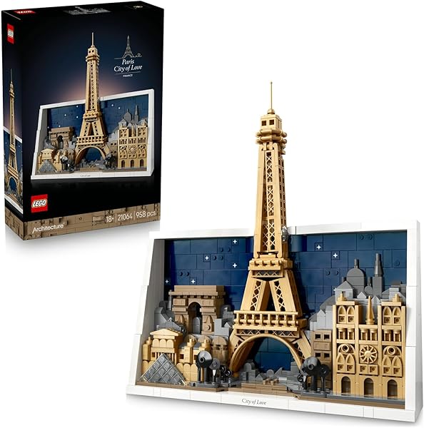 LEGO Architecture Paris – Aşıklar Şehri 21064 – Yetişkinler için Eyfel Kulesi, Notre Dame, Zafer Takı ve Louvre Müzesi Mimari