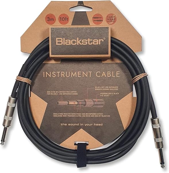 Blackstar Bas/Elektro Gitar/Elektro-Akustik/Klavye/Amp için 3m (10ft) Enstrüman Kablosu Düz ¼ "Jack Düz ¼" Jack (BSCABLESTD10