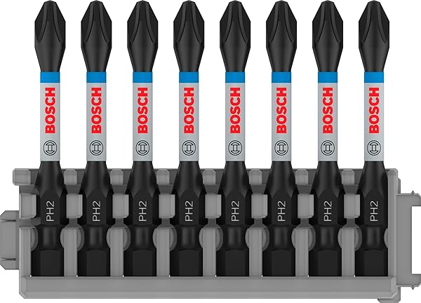 Bosch Professional Accessories 8tlg. Schrauber Bit Set Kreuzschlitz (Impact Control, PH2 Bits, Länge 50 mm, Pick and Click)