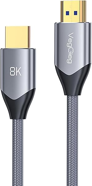 VegGieg 8K 60Hz 4K 120Hz 48 Gbps HDR ARC HDCP Örgülü HDMI 2.1 Kablo 1.5 Metre