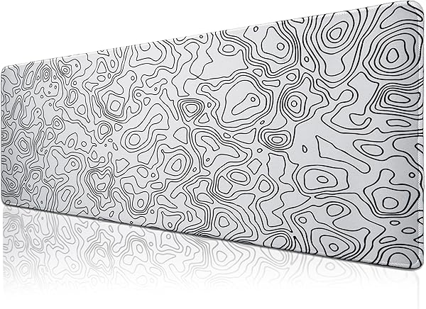 Klasse Pro - 10 Farklı Model Dikişli Kenar 90x40 cm Oyuncu Gaming Mouse Pad (White Map Lines, 90x40 cm)