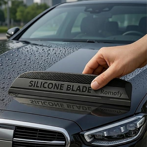Romofy Premium Silikon Araç Su Çekici Çizmez - Su Lekesi Önleyici Araba Slikon Çekçek Cam Ve Kaporta Su Temizlik Sileceği - H