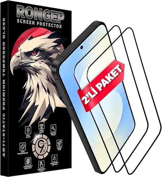 Rongep [2'li Paket] Samsung Galaxy S25 FE için Ekran Koruyucu 9H Sertlikte Anti-Static Temperli Cam Netlik ve Dokunmatiği Etk