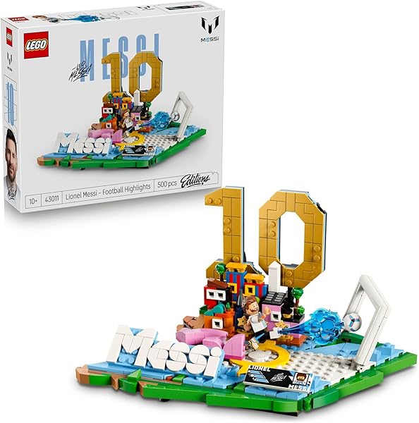 LEGO Editions Lionel Messi – Unutulmaz Futbol Anları 43011-10 Yaş ve Üzeri Çocuklar için Minifigür ve Koleksiyonluk Levha İçe