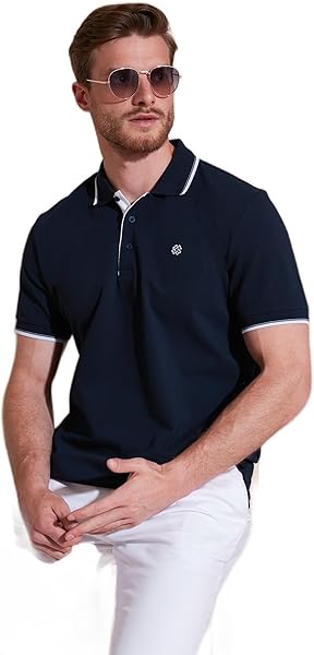 Buratti %100 pamuk düğme şeridi Regular Fit Polo Erkek Polo Ceket T Shirt 5902118