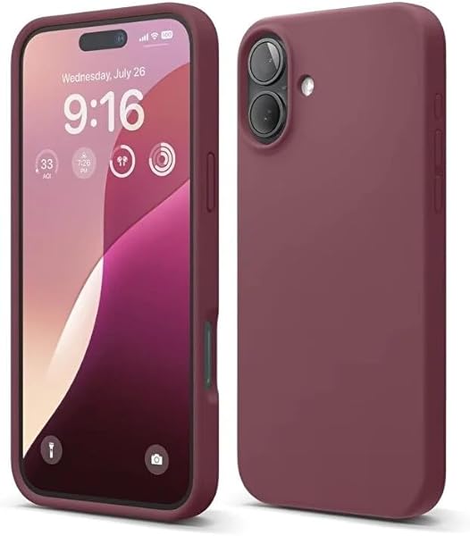 Lavderuar iPhone 17 ile Uyumlu İçi Kadife Lansman Silikon Kılıf – Kamera Korumalı, Darbe Emici, Premium Yumuşak Kapak Bordo