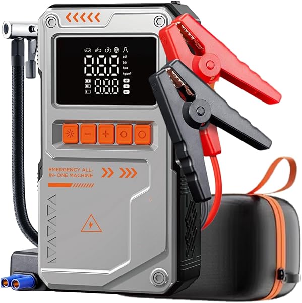 Jump Starter Auhma Akü Takviye Cihazı 10.000 mAh 4'ü 1 Arada Powerbank Çantalı Hava Kompresörü 150 PSI Otomobil SUV Motosikle