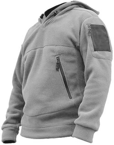 Genıus Store Erkek Polar Outdoor Kapşonlu Kombat Tactical Cepli Polar