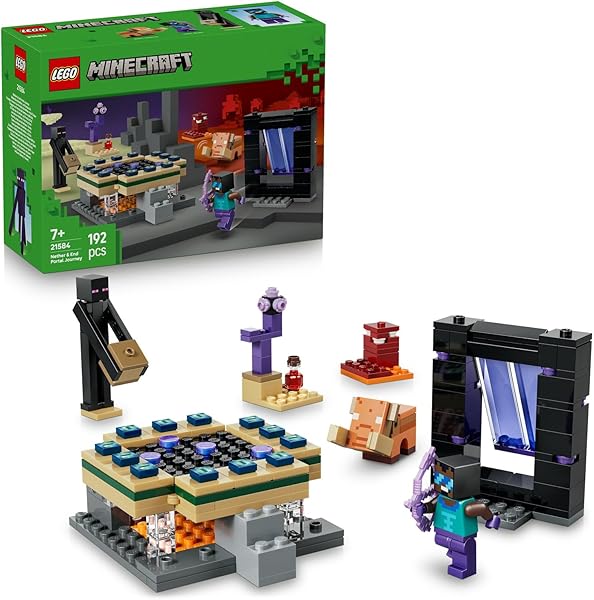 LEGO Minecraft Nether ve End Geçidi Yolculuğu 21584-7 Yaş ve Üzeri Çocuklar için Havalı Kahraman Minifigürü ve Enderman Figür