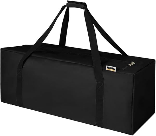 Haegs Taşıma Çantası, Fermuarlı Dayanıklı Seyahat Spor, Bagaj, Kamp Malzemeleri Saklama Çantası, 55L (60 x 30 x 30 cm) Siyah