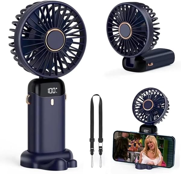 Dijital Göstergeli Mini Vantilatör, Şarjlı Masaüstü Vantilatör, Taşınabilir 12000 Rpm El Fanı, Ergonoik Tasarım, Kademeli ve 