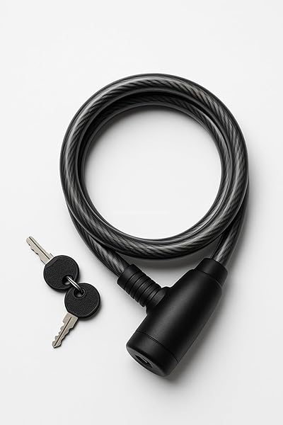 Busstier Bisiklet Kilidi, 80 cm Uzunluk, 12 mm Kalınlık, Su Geçirmez PVC Kaplama, Çelik Gövdeli, Yedek Anahtarlı, Güvenlik Ki