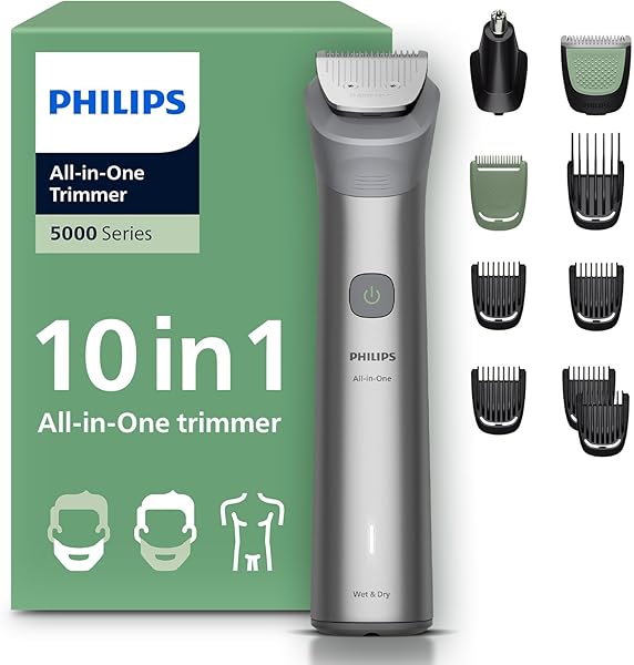Philips All-in-One Trimmer 5000 Series MG5922/15, 10'u 1 Arada Erkek Bakım Seti, Yüz Saç Vücut, BeardSense Teknolojisi, 120 D