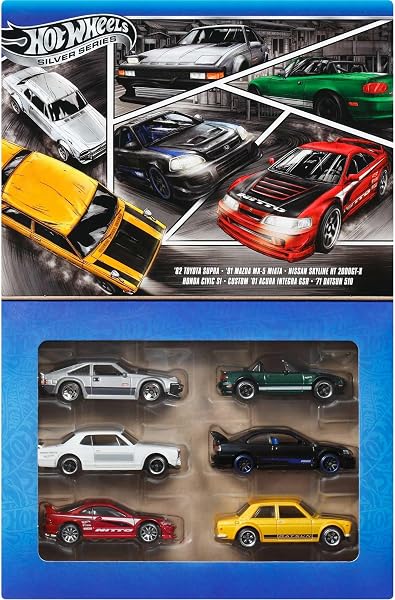 Hot Wheels 1:64 ölçekli metal oyuncak arabalar, özel süslemelere sahip 6'lı Japon aracı seti (Stiller çeşitlilik gösterebilir