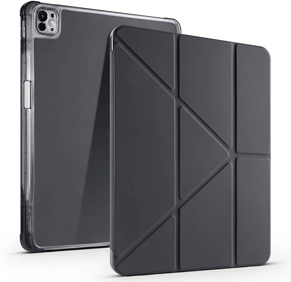 Aksesuarcim Apple iPad Pro 13 2025 M5 ile Uyumlu Kılıf Silikon Yumuşak Kalem Bölmeli Esnek 4 Farklı Stand Olabilen Tablet Kıl