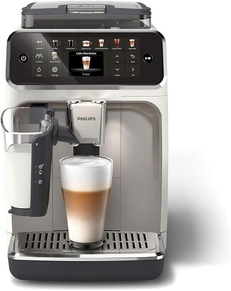 Philips Ev Aletleri Türkiye 5500 Serisi LatteGo Tam Otomatik Espresso Makinesi EP5543/90-20 İçecek, Beyaz Krom