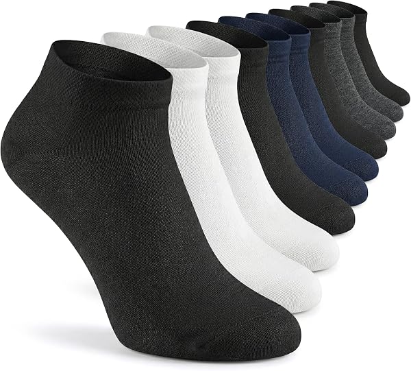 WinWith 10'lu Pamuklu Dikişsiz Düz Gündelik Klasik Erkek Kadın Sneaker Çorap, Bilek Boy Kısa Spor Koşu Yürüyüş Çorabı 3007