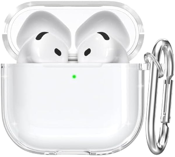 Soft Yumuşak Şeffaf Esnek Silikon Airpods ile uyumlu Kulaklık Kılıfı ve Karabina Anahtarlık (Şeffaf, Airpods 4)