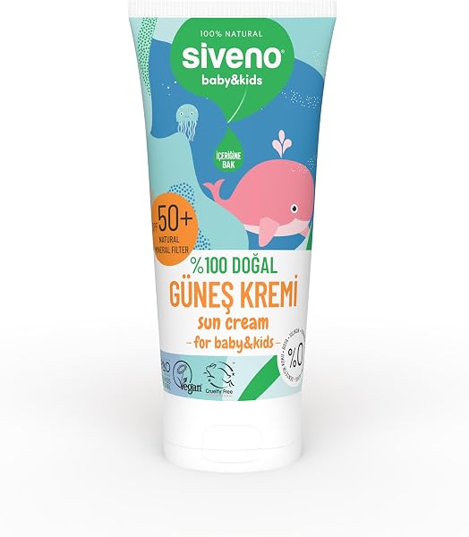 Siveno%100 Doğal Bebek Güneş Kremi Leke Karşıtı Antioksidan Nemlendirici Bitkisel Vegan UVA UVB SPF50+ 50 ml