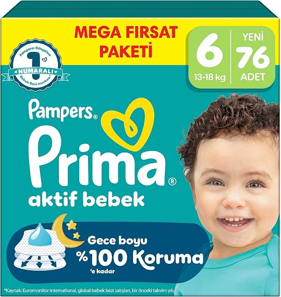 Prima Aktif Bebek Mega Fırsat Paketi 6 Beden 76 Adet