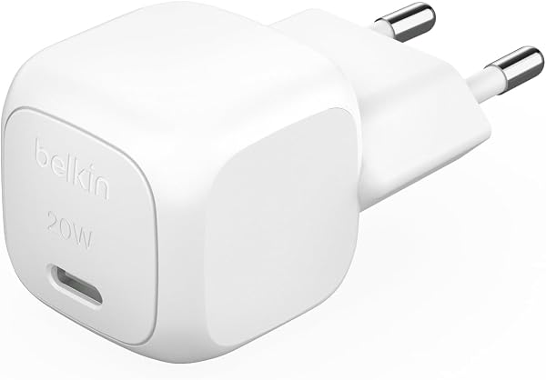 Belkin BoostCharge küp USB C duvar şarj cihazı, 20 W USB-C şarj cihazı, Apple iPhone 16, 16 Plus, 16 Plus, 16 Pro, 16 Pro Max