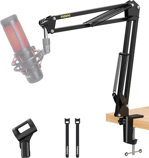 MAONO Mikrofon Kolu, Mic Boom Kol Standı (BA20) -Max Yük 1KG, Masa Kelepçeli Metal Süspansiyon Bom Mikrofon Standı, 3/8 "ila 