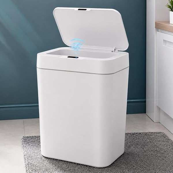 12 Litre Sensörlü Çöp Kovası, Otomatik Temassız Akıllı Çöp Kutusu, Sessiz Kapanan Kapaklı, 2 AA Pille Çalışan, Banyo, Mutfak 