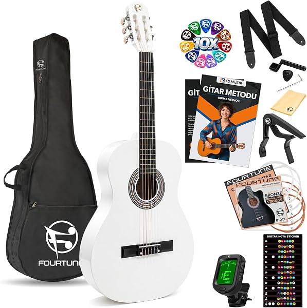 Fourtune Luca C-180WH Beyaz Klasik Gitar Seti 4/4 Sap Ayarlı