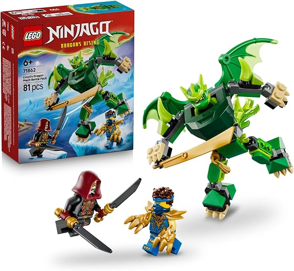 LEGO NINJAGO Lloyd’un Ejderha Robotu Savaş Paketi 71862 | 6 Yaş ve Üzeri Çocuklar için Jay ve Kötü Sadık Minifigürleri İçeren
