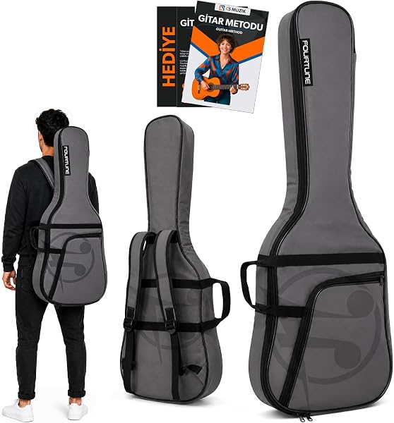 Fourtune Atlas Gri Elektro Gitar Çantası Gigbag Kalın (Soft Case) (Gri, Elektro Gitar)