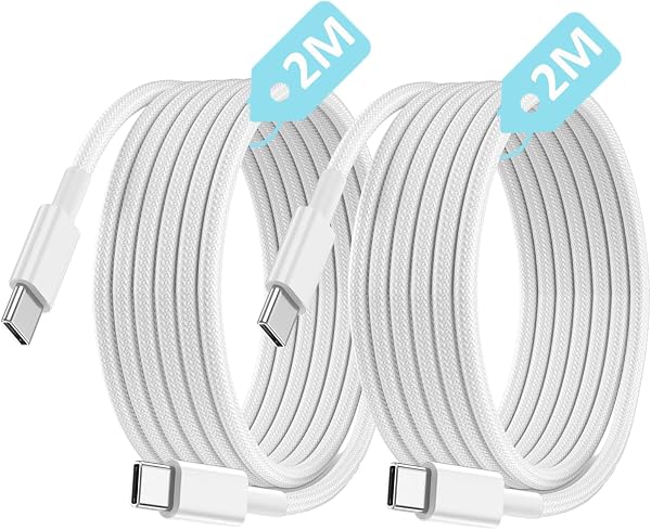 2 Adet x 2Metre Type C-C Kablo Seti, ÖRGÜLÜ KABLO VE GÜÇLENDİRİLMİŞ BOYUN, 60Watt PD Hızlı Şarj, iPhone 15/16/17 ve Andoid İç
