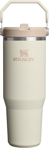 STANLEY IceFlow Flip Straw Tumbler Pipetli Termos Su Şişesi 0.89 Litre - Krem | Paslanmaz Çelik