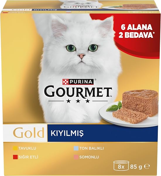 Gourmet Gold Kıyılmış Somonlu Yaş Kedi Maması Multipack 85 gr. (8 Al 6 Öde)